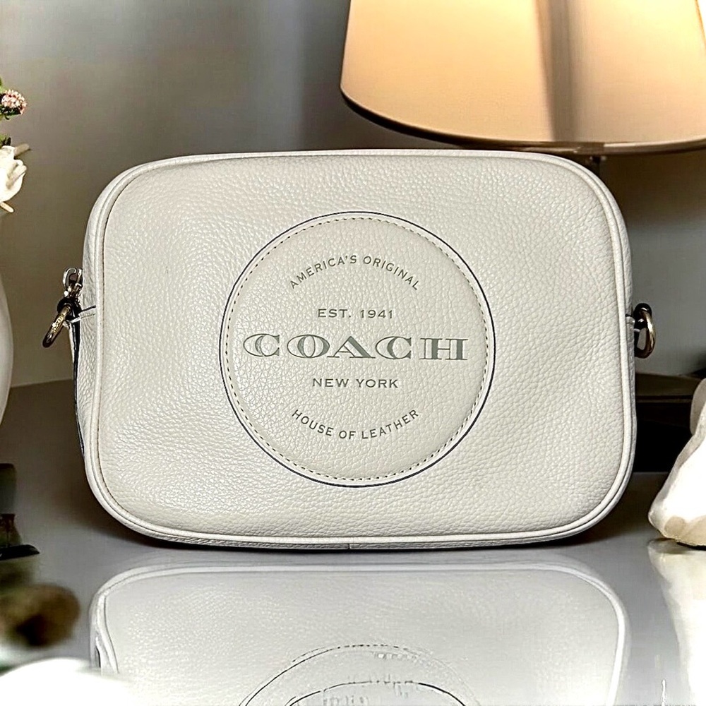 Coach Cream Crossbody Bag with Black and Burgundy Stripe Strap - Picture 11 of 16